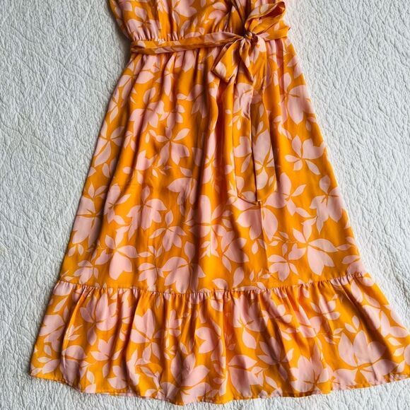 NWT Collective Concepts Orange Spring Summer Sleeveless Ruffled Dress sz S - Picture 6 of 11